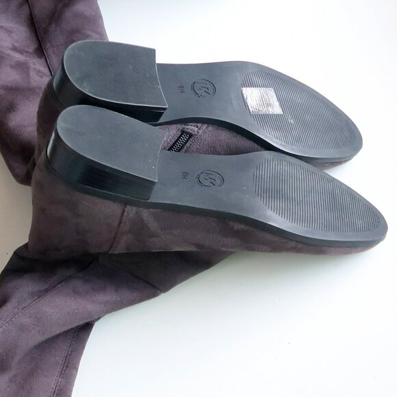 NEW Michael Kors Suede Over The Knee Boots Gray Low Heel Flat Tall Winter Boot 8 - Picture 13 of 15